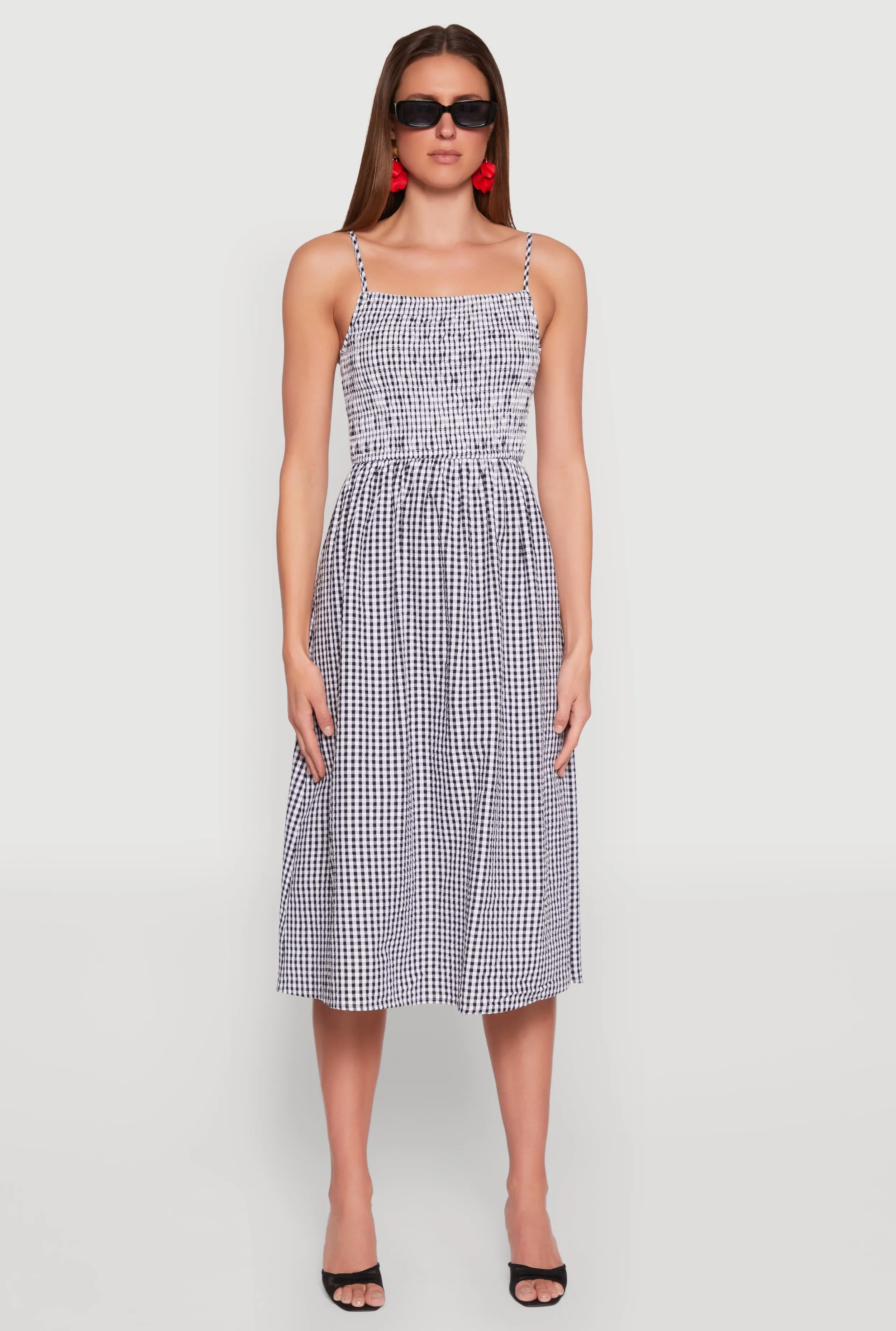 Almost Famous Cut Out Back Gingham Dress