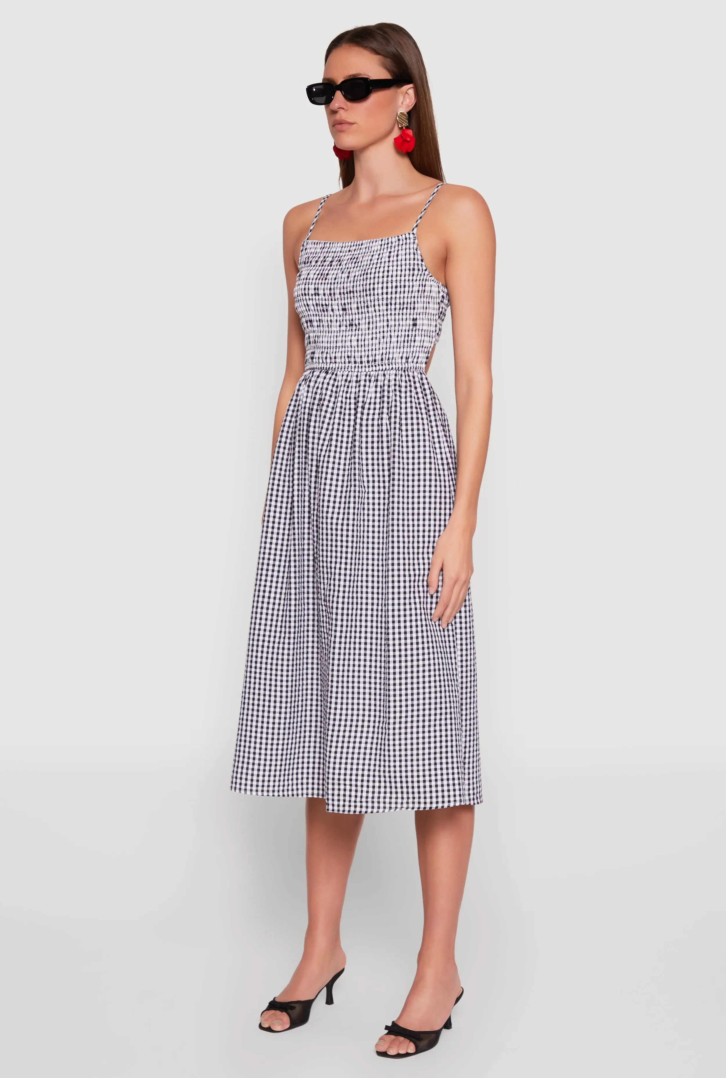 Almost Famous Cut Out Back Gingham Dress