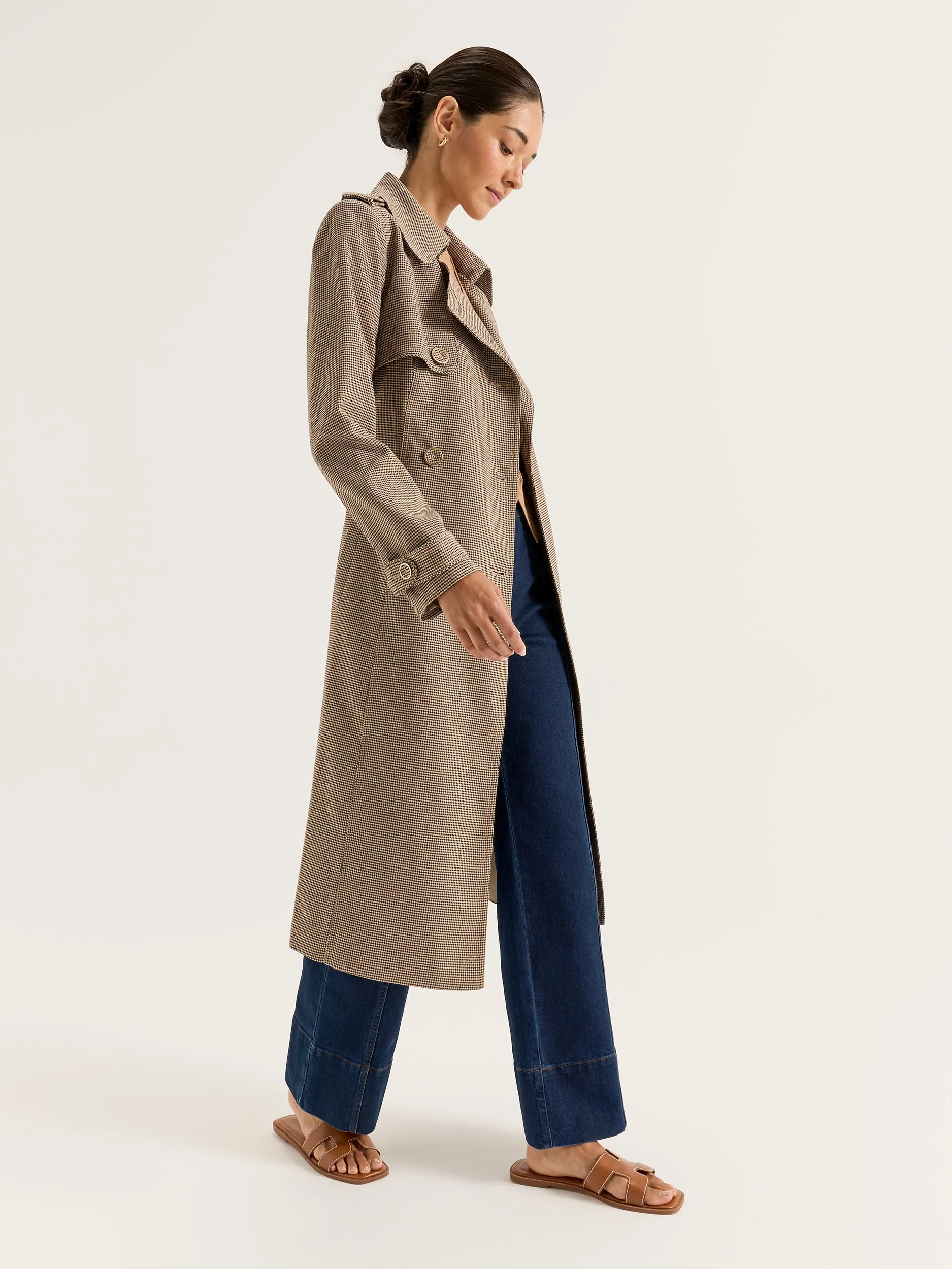 Annie Check Trench Coat