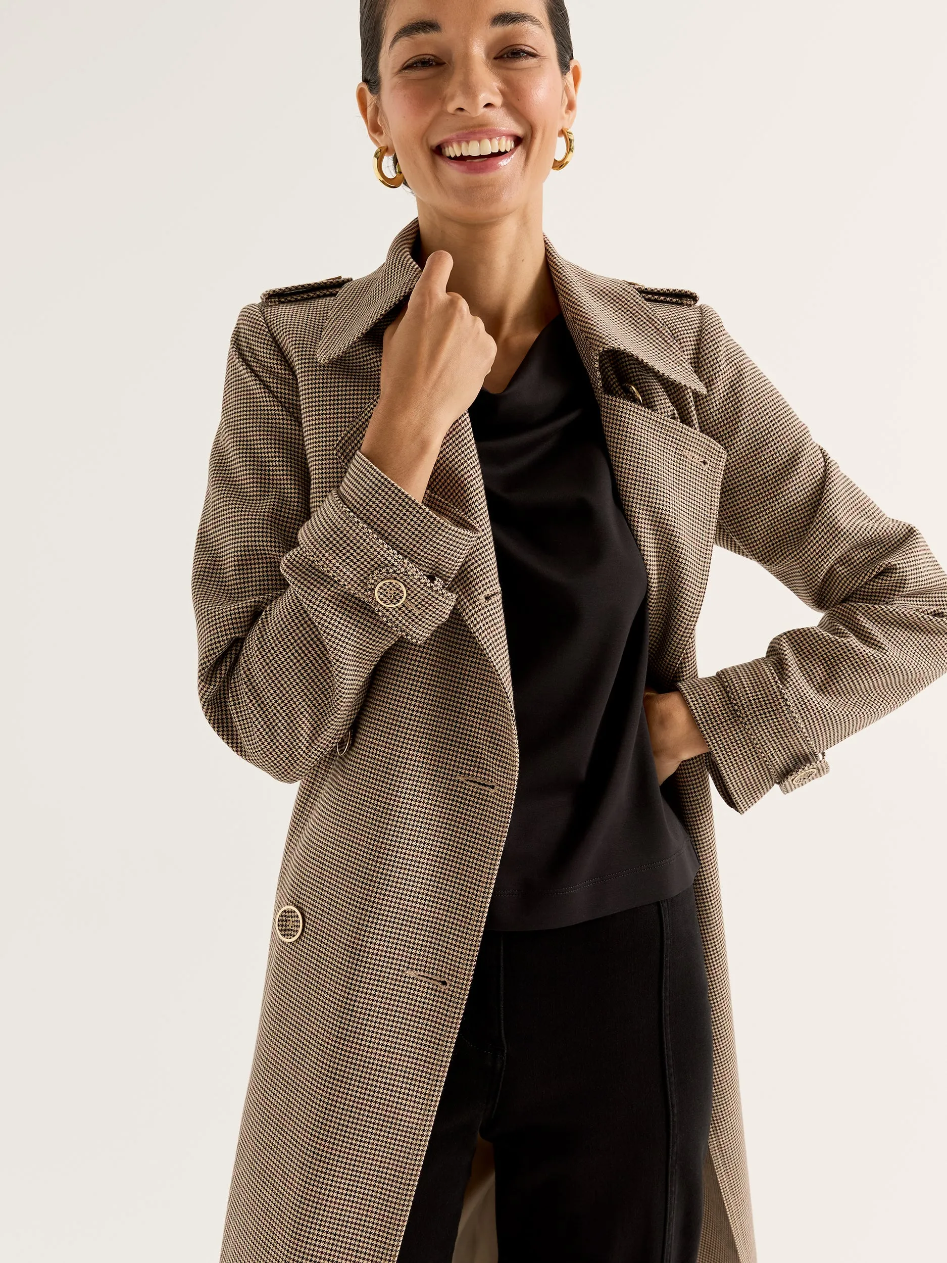 Annie Check Trench Coat