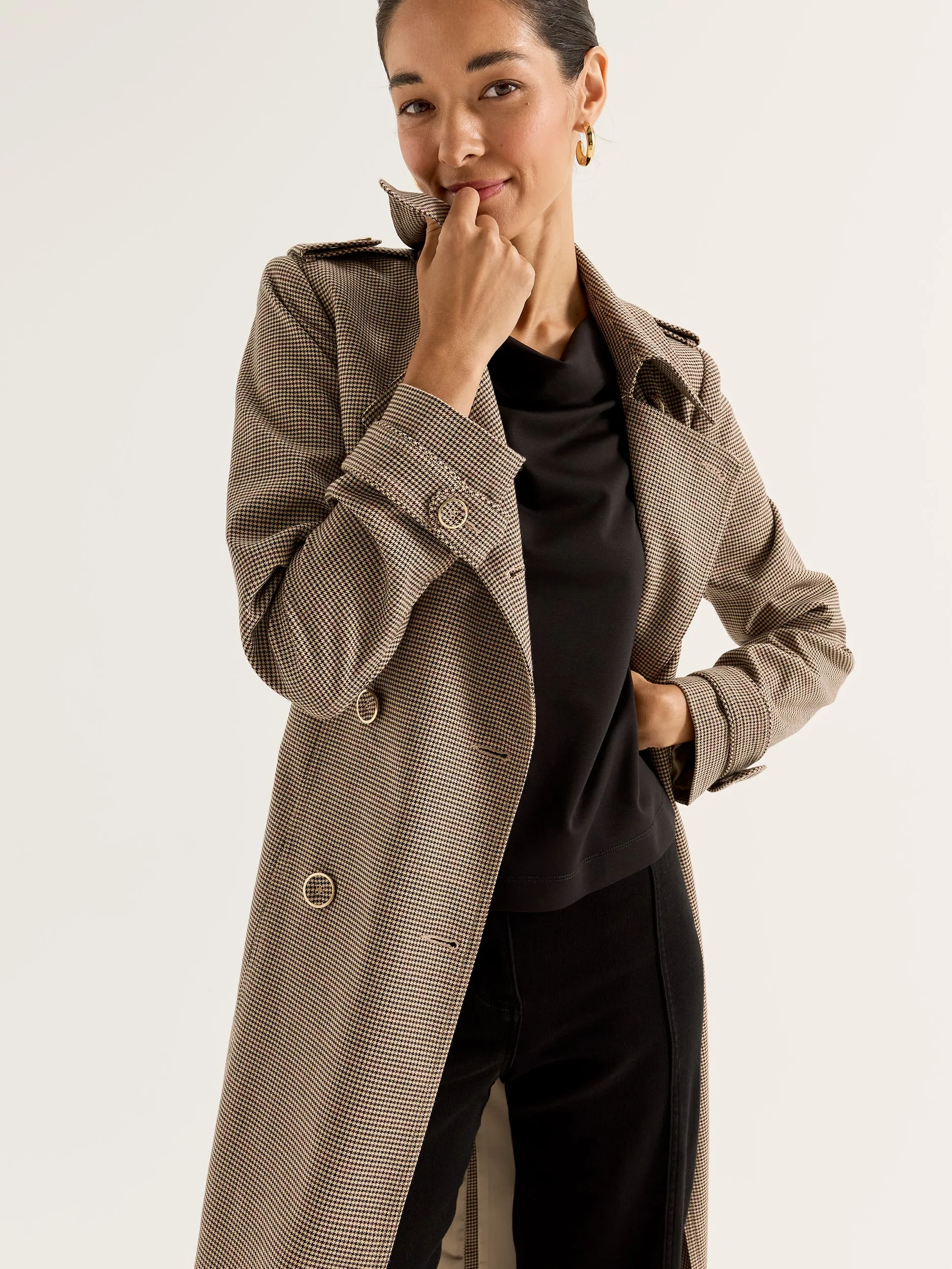 Annie Check Trench Coat