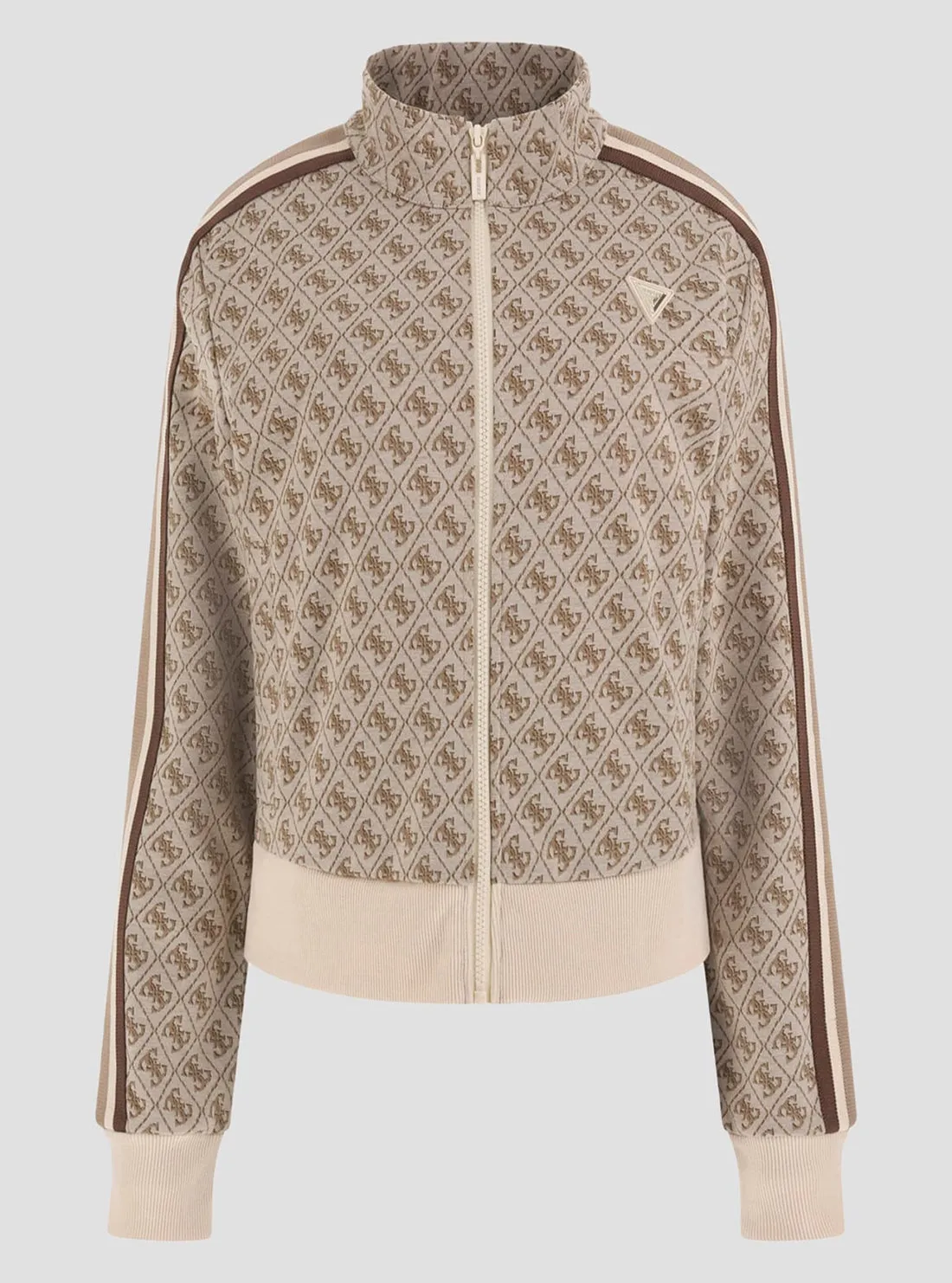 Beige Logo Jean Full Zip Jacket