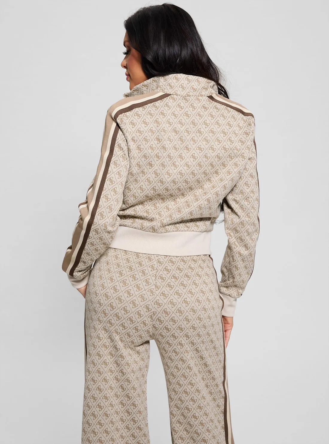 Beige Logo Jean Full Zip Jacket