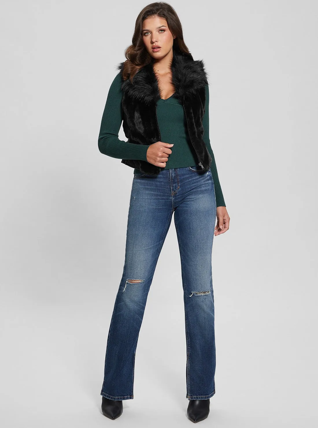 Black Emma Fur Vest