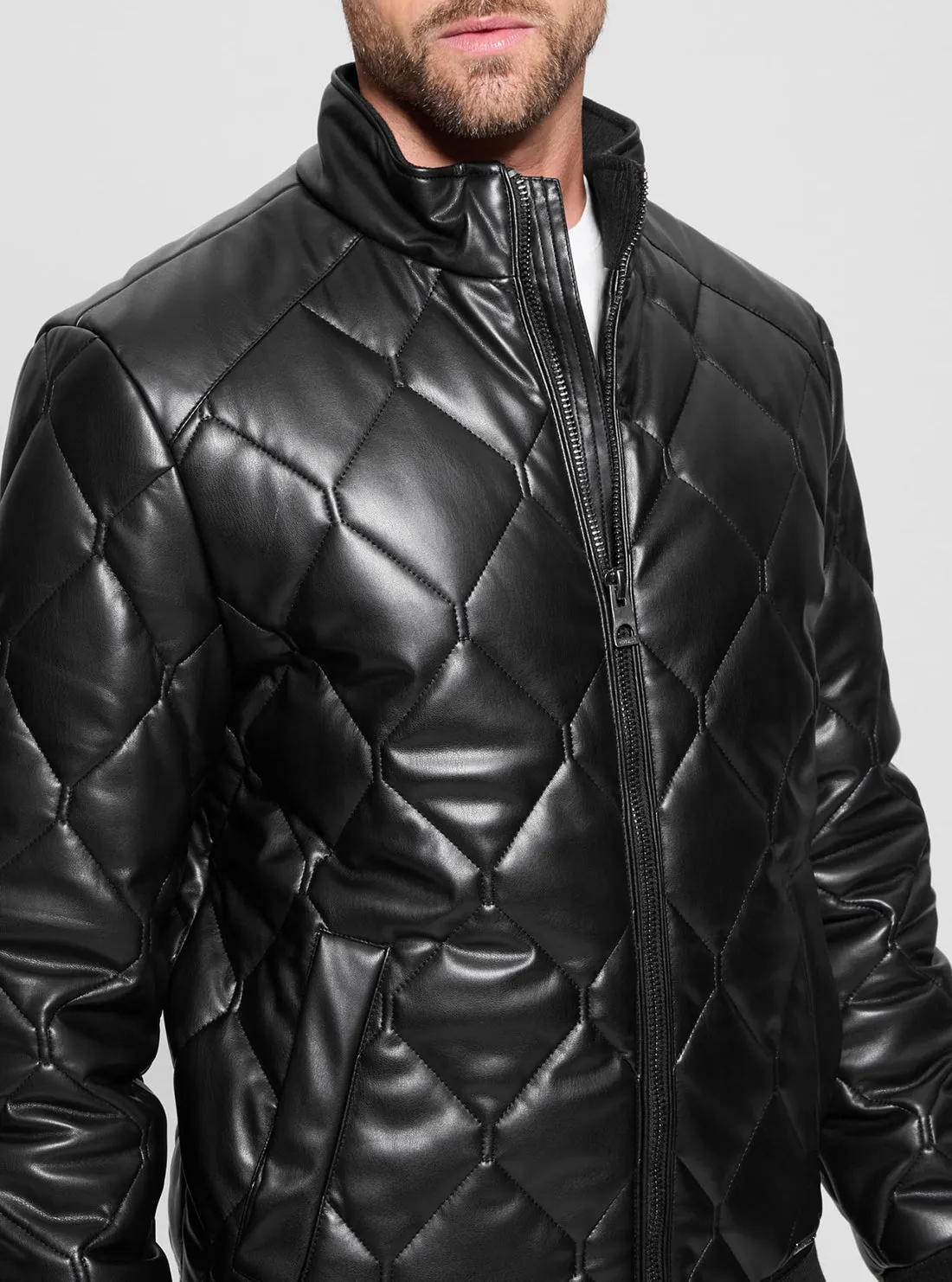 Black Quilted Leather Jacket