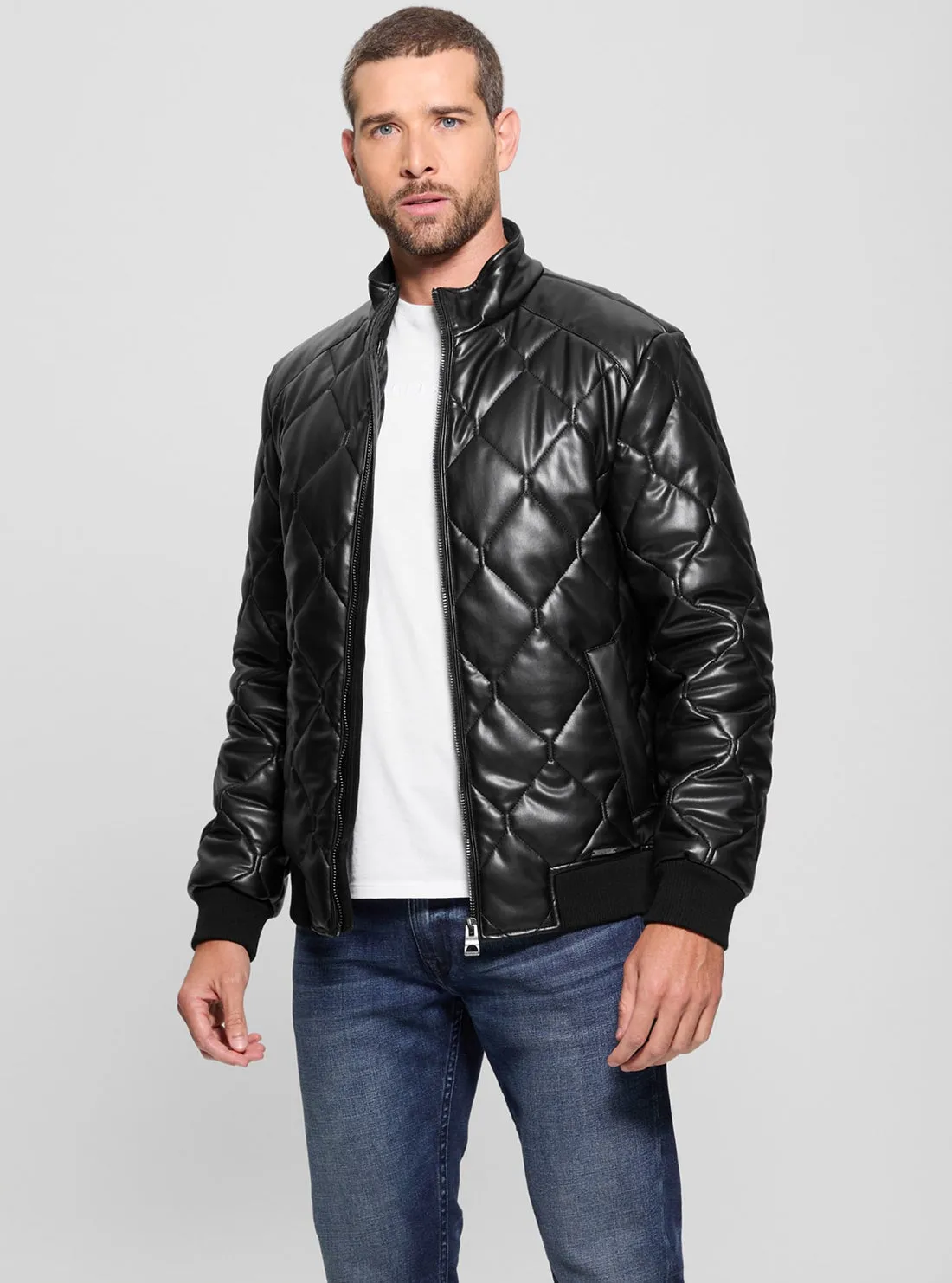Black Quilted Leather Jacket