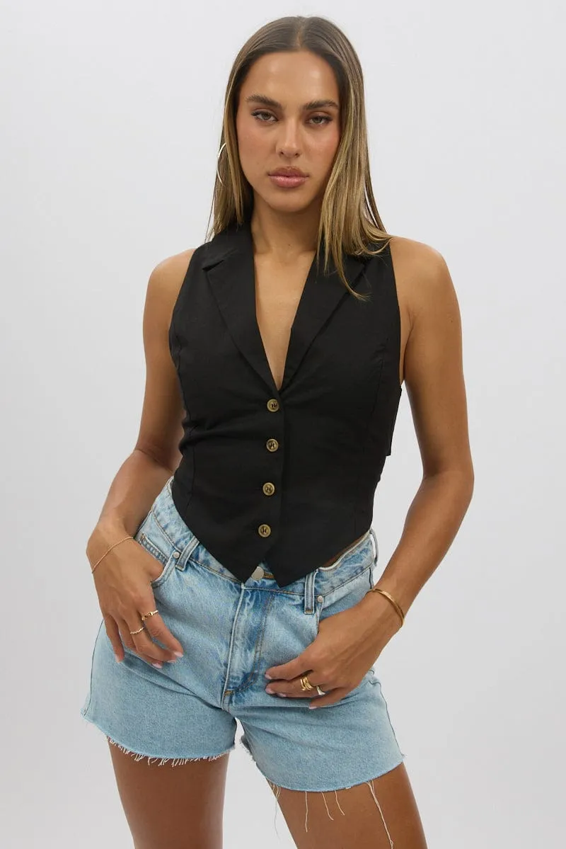 Black Vest Tie Back