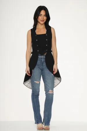 Black& Beige Pin Dot Vest