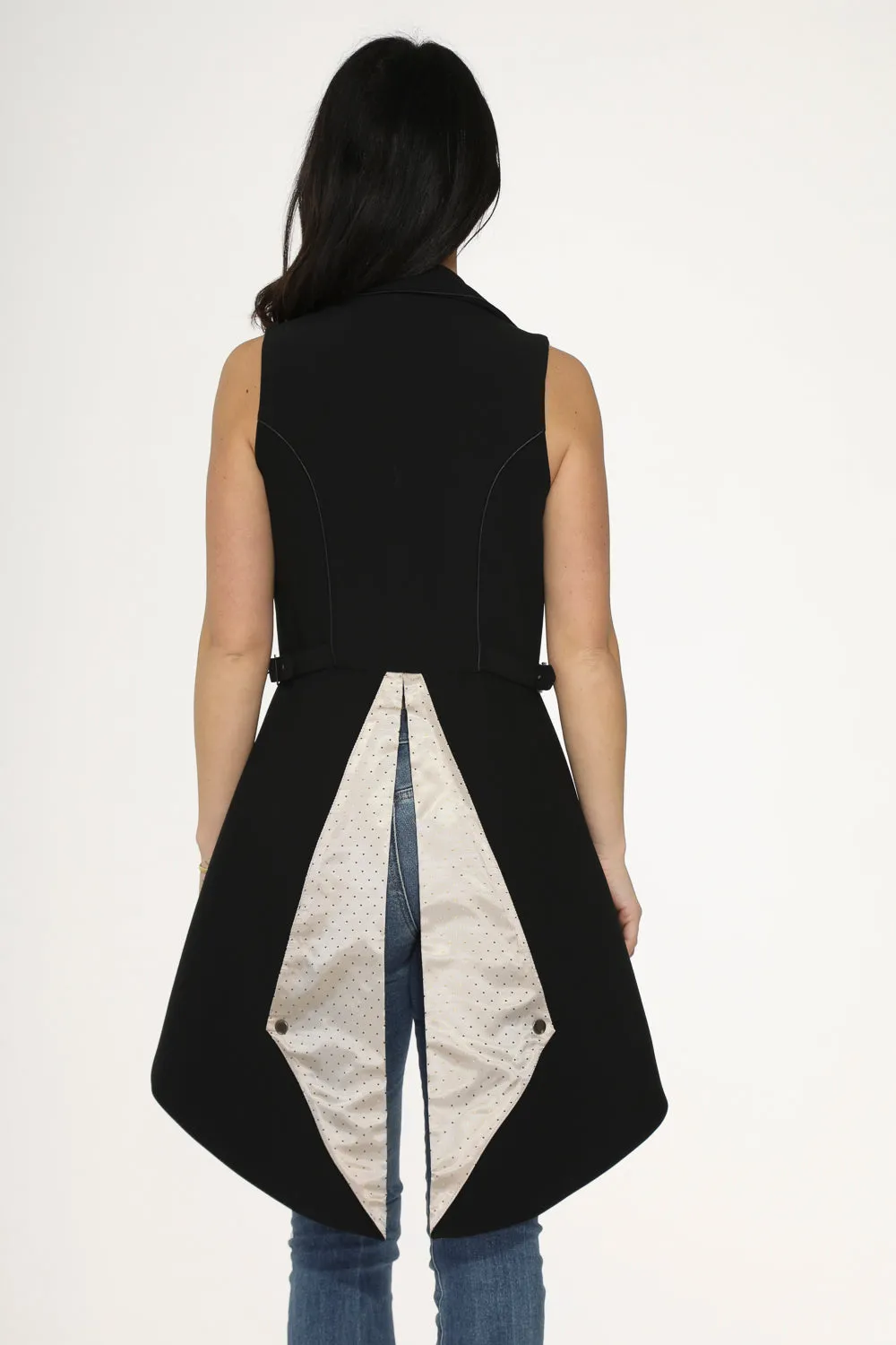 Black& Beige Pin Dot Vest