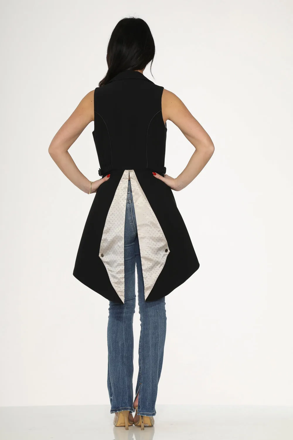 Black& Beige Pin Dot Vest