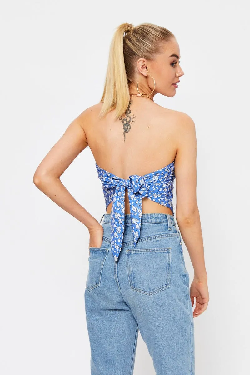 Boho Print Tie Back Scarf Top