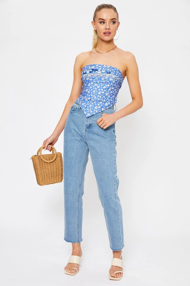 Boho Print Tie Back Scarf Top