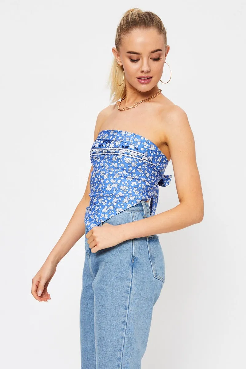 Boho Print Tie Back Scarf Top