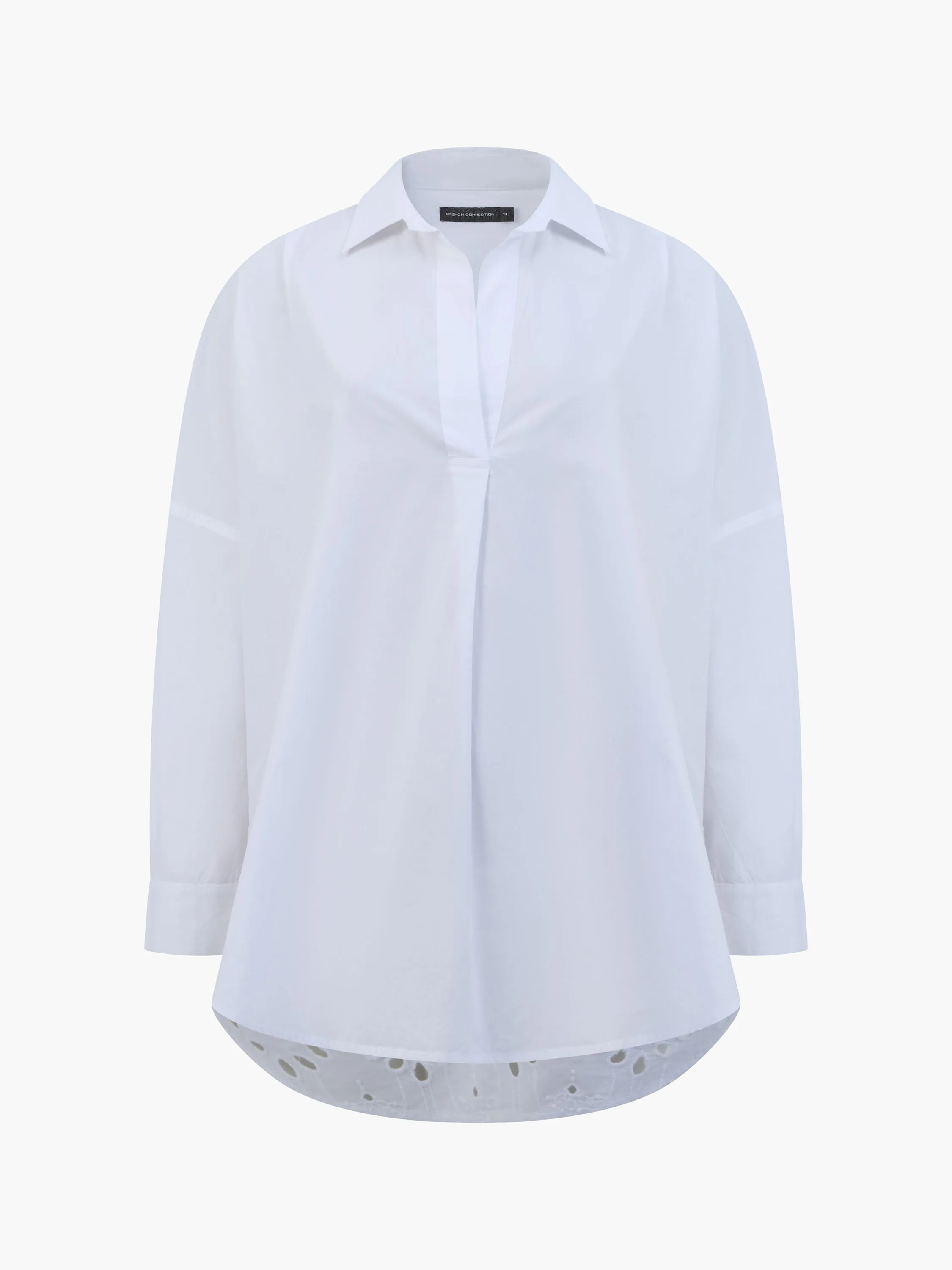 Broderie Back Long Sleeve Popover Shirt