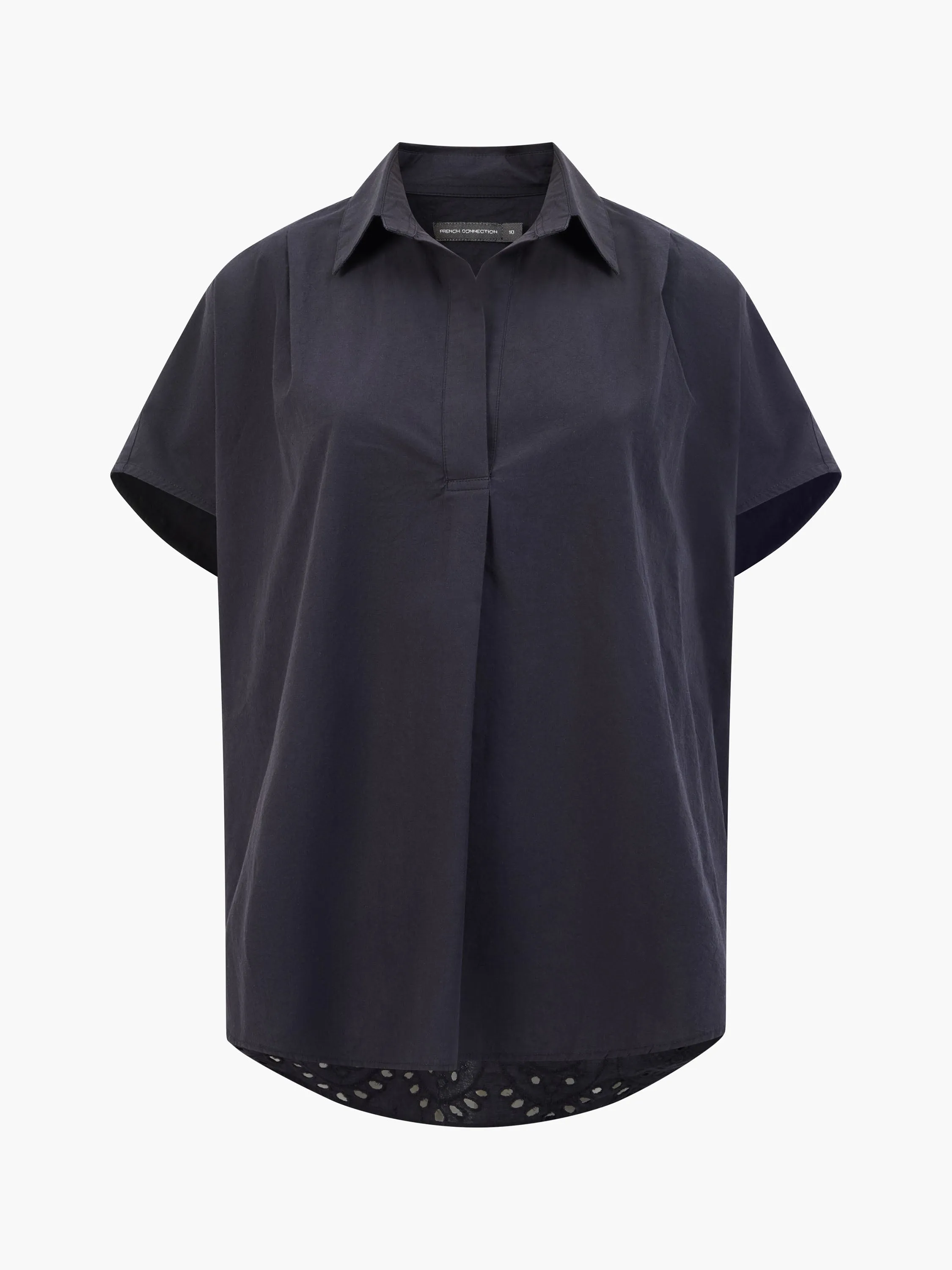 Broderie Back Short Sleeve Popover Shirt