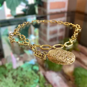 CHANEL Gold-Tone Vintage 80s Filigree Charm Chain Belt