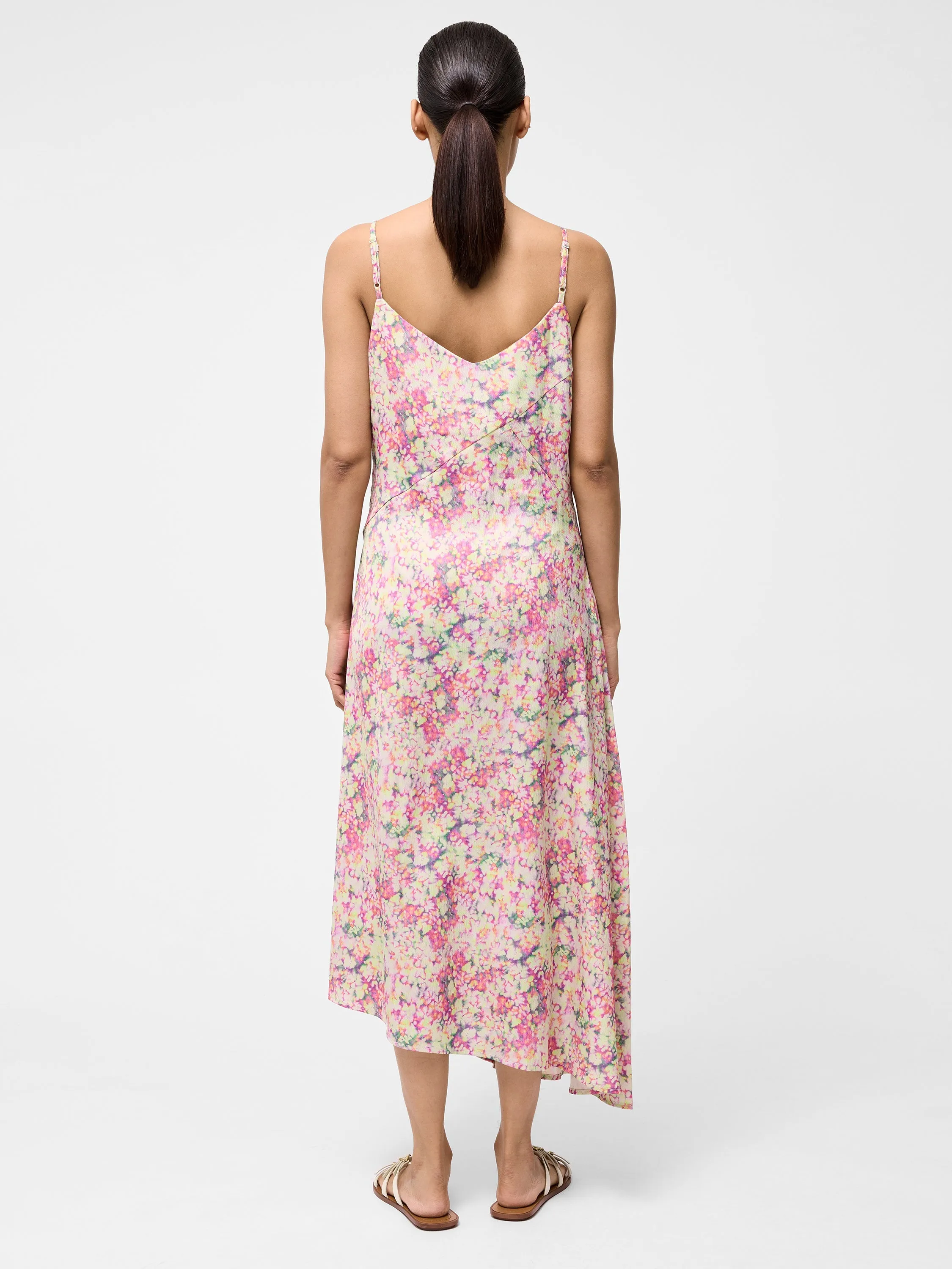 Donna Hammered Satin Asymmetric Dress