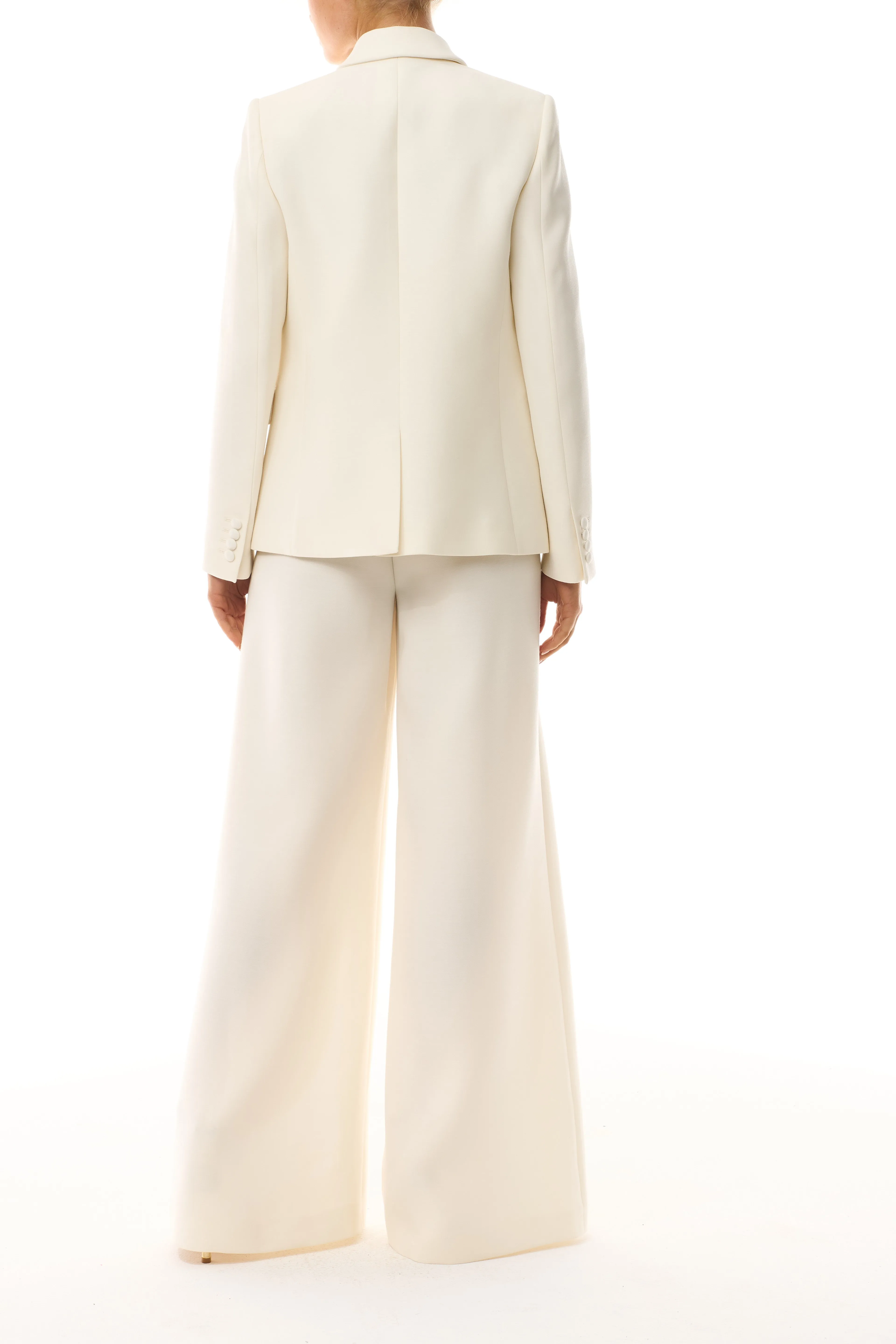 Double-Breasted Tuxedo Jacket - Silk White
