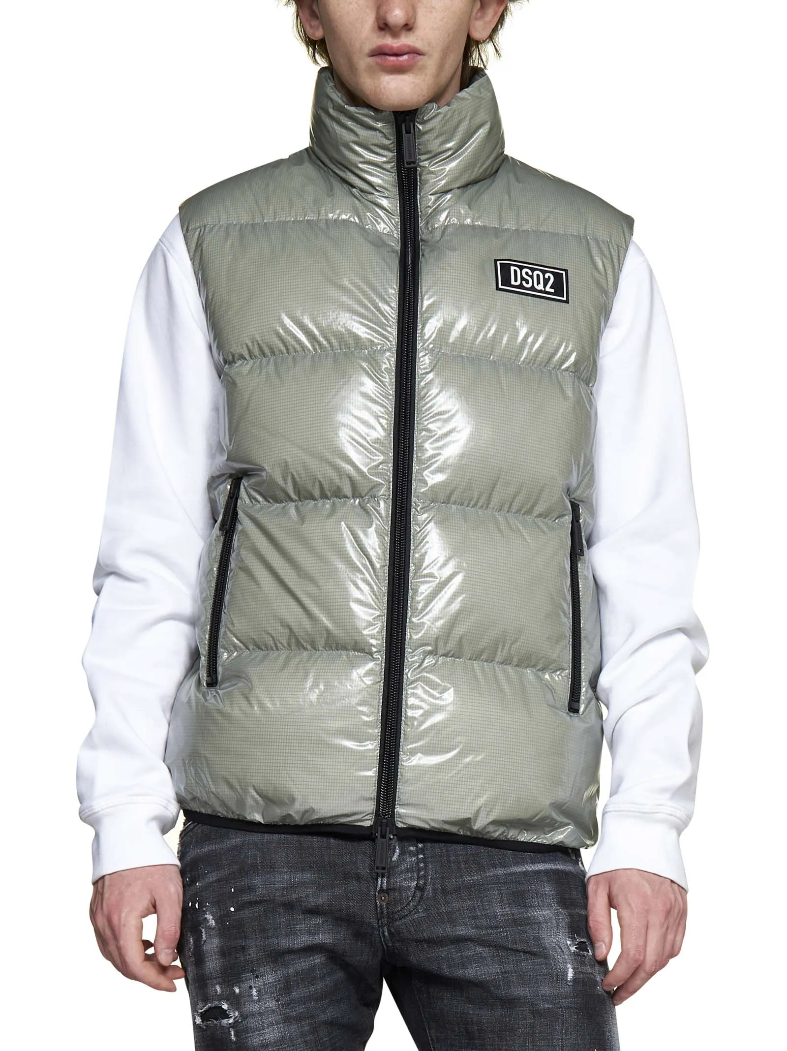 Dsquared2 High-Shine Logo-Patch Padded Vest