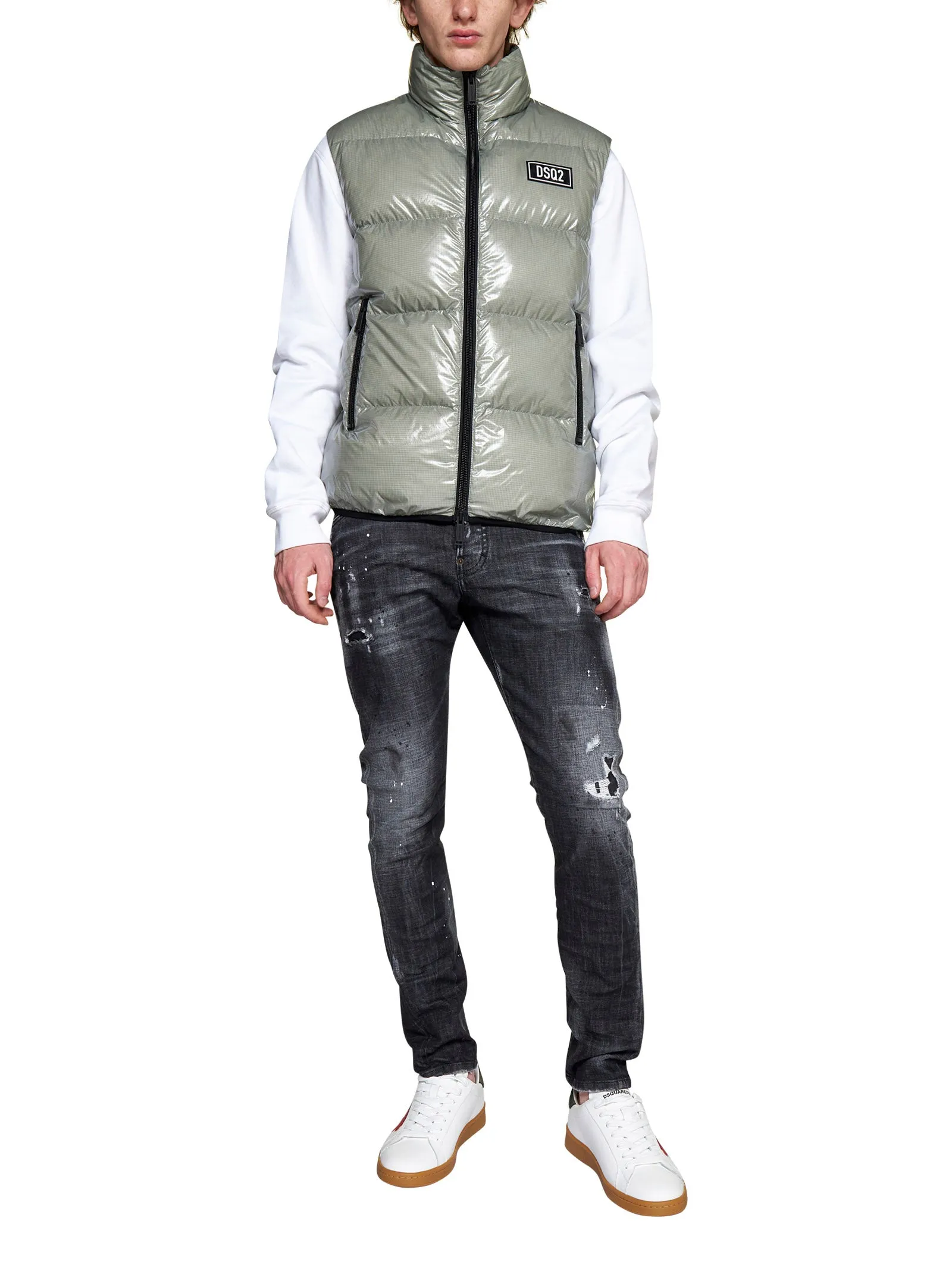 Dsquared2 High-Shine Logo-Patch Padded Vest