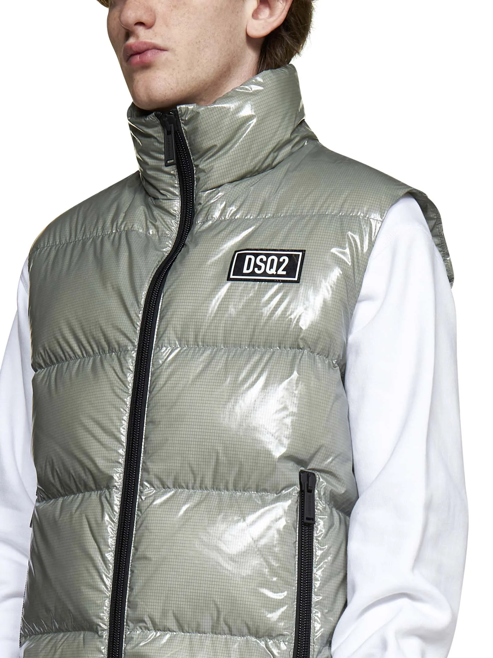 Dsquared2 High-Shine Logo-Patch Padded Vest
