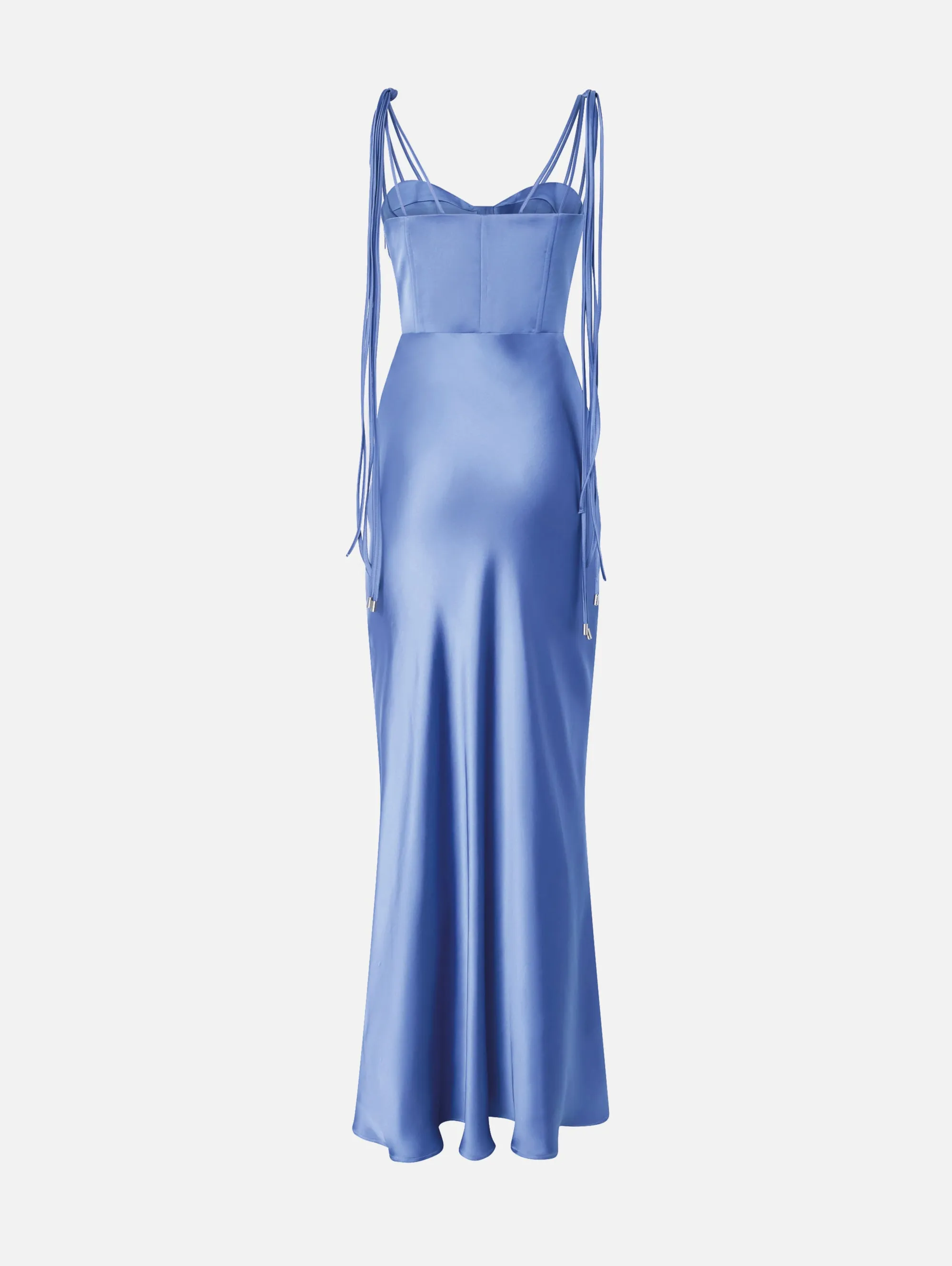 Elegant Dress in Blue Satin Viscose