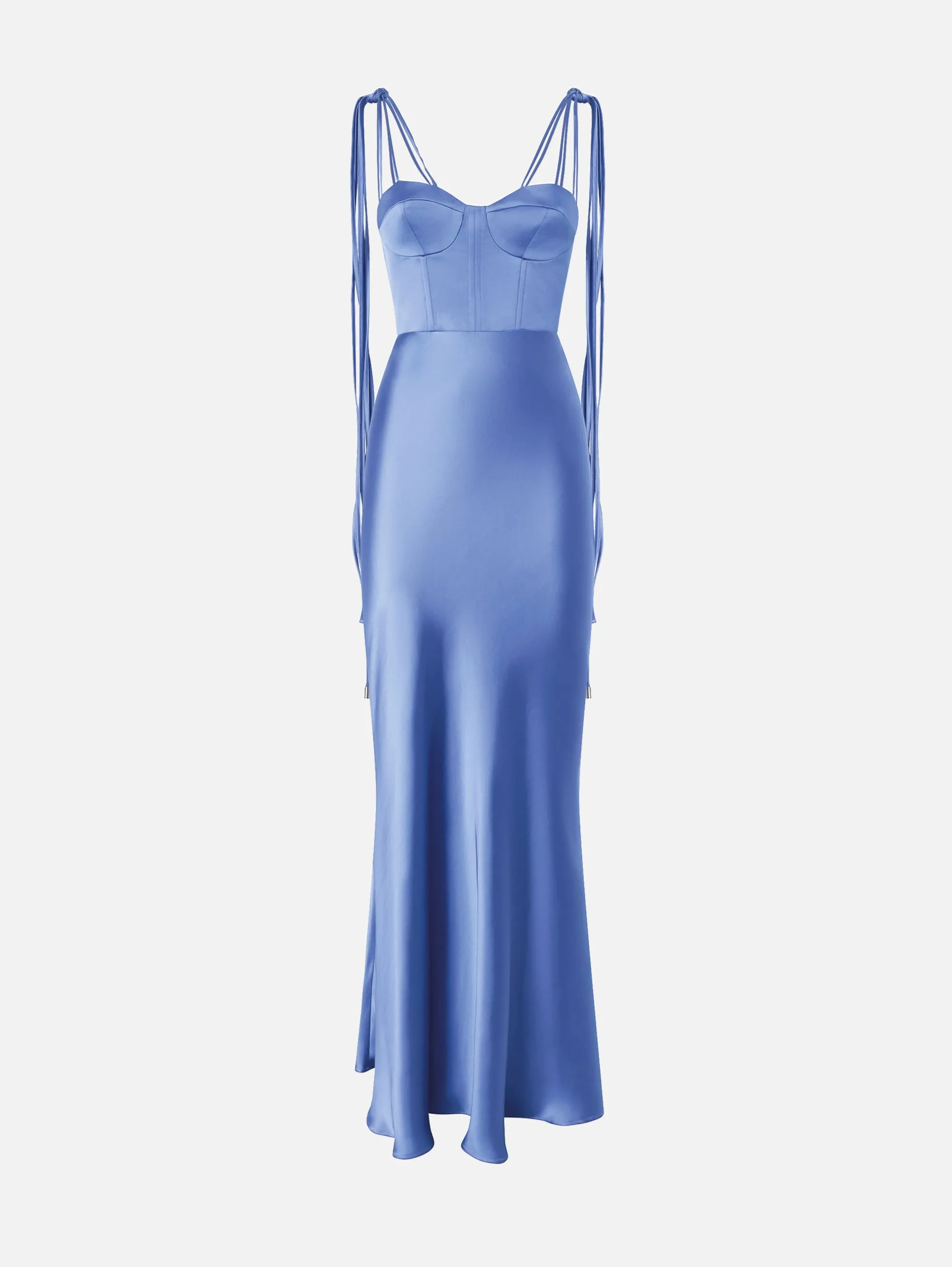 Elegant Dress in Blue Satin Viscose