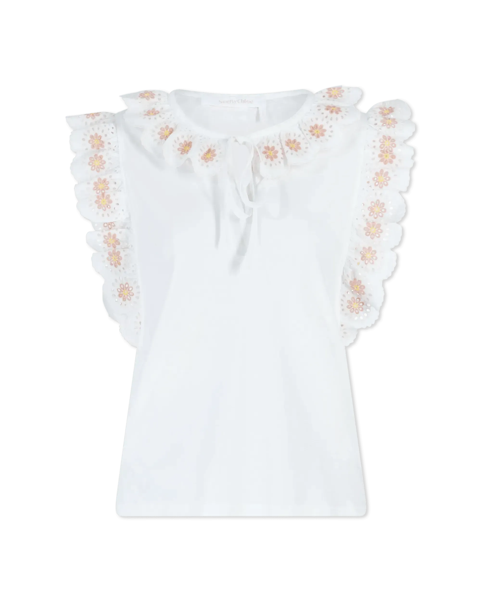 Embroidered Floral Short Sleeve Top
