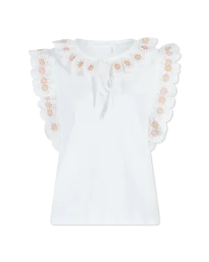 Embroidered Floral Short Sleeve Top