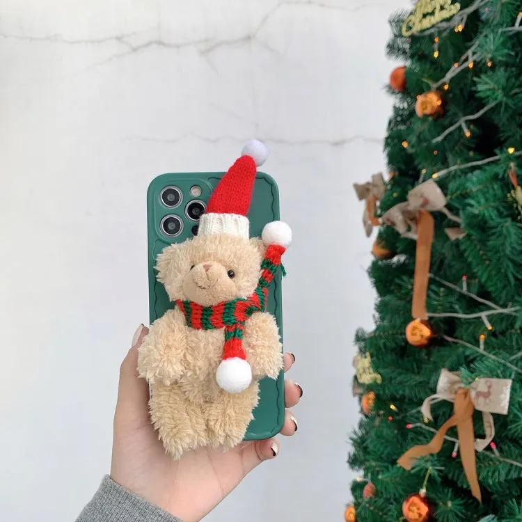 For iPhone 11 Christmas Scarf Bear Wave Shockproof TPU Protective Case