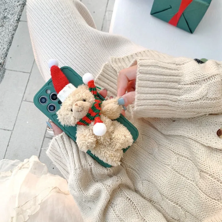 For iPhone 11 Christmas Scarf Bear Wave Shockproof TPU Protective Case
