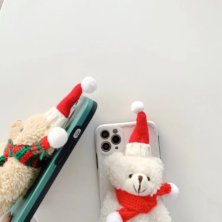 For iPhone 12 Christmas Scarf Bear Wave Shockproof TPU Protective Case