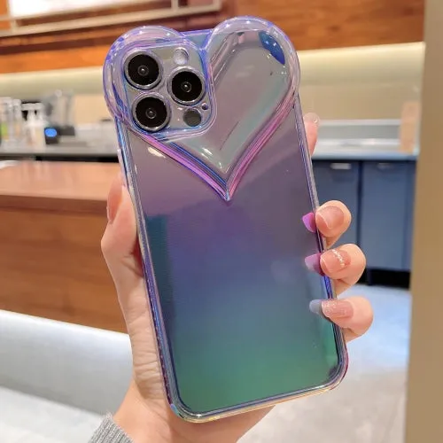 For iPhone 13 Love-heart Colorful TPU Phone Protective Case