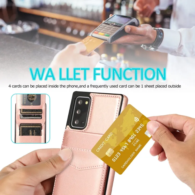 For Samsung Galaxy Note 20 Solid Color PC   TPU Protective Case with Holder  Card Slots(Rose