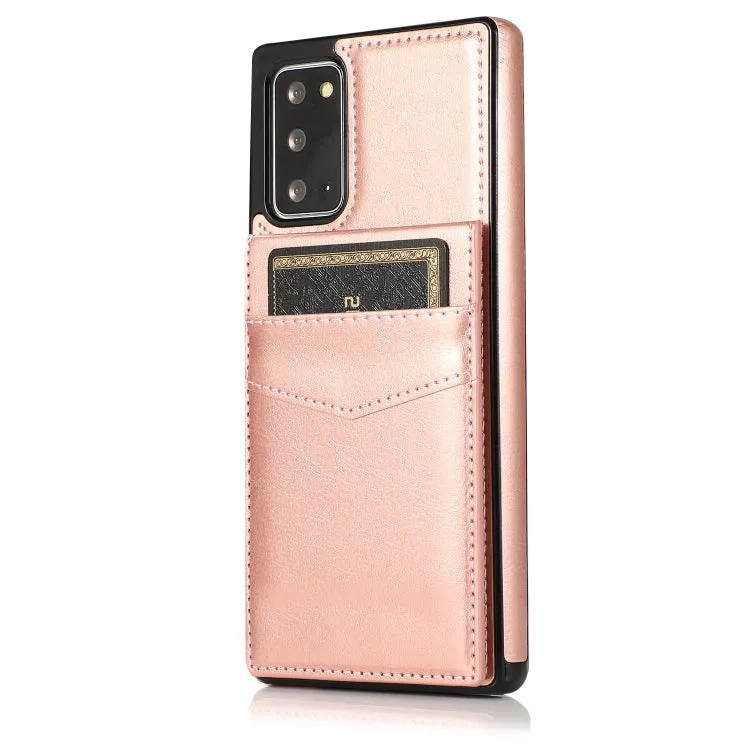 For Samsung Galaxy Note 20 Solid Color PC   TPU Protective Case with Holder  Card Slots(Rose