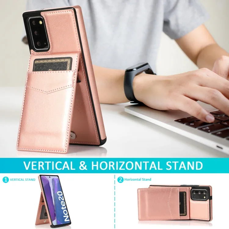 For Samsung Galaxy Note 20 Solid Color PC   TPU Protective Case with Holder  Card Slots(Rose