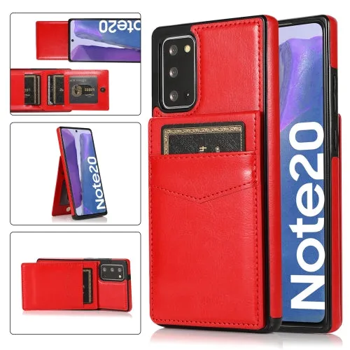 For Samsung Galaxy Note 20 Solid Color PC   TPU Protective Case with Holder  Card Slots(Rose
