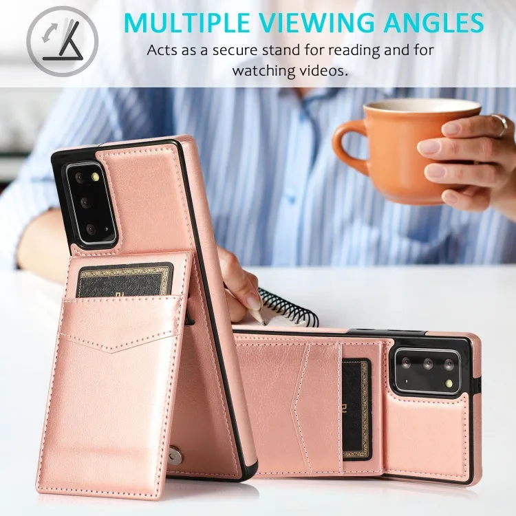 For Samsung Galaxy Note 20 Solid Color PC   TPU Protective Case with Holder  Card Slots(Rose