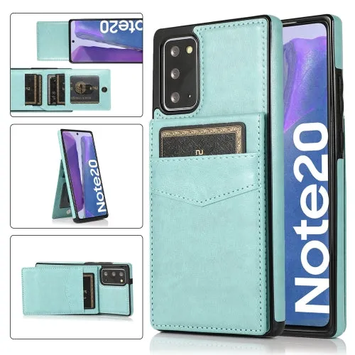 For Samsung Galaxy Note 20 Solid Color PC   TPU Protective Case with Holder  Card Slots(Rose