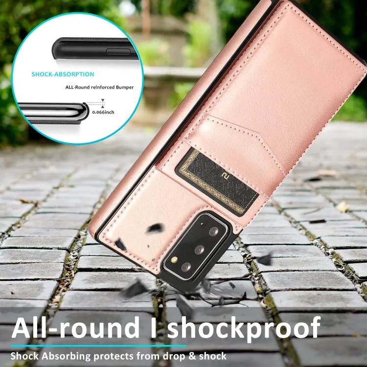 For Samsung Galaxy Note 20 Solid Color PC   TPU Protective Case with Holder  Card Slots(Rose