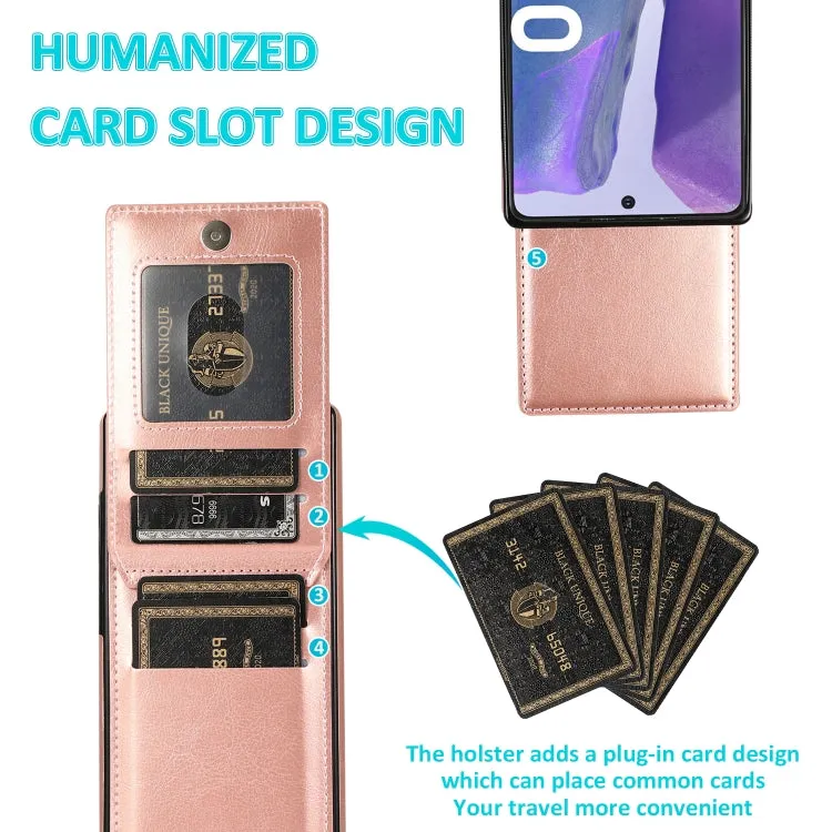 For Samsung Galaxy Note 20 Solid Color PC   TPU Protective Case with Holder  Card Slots(Rose