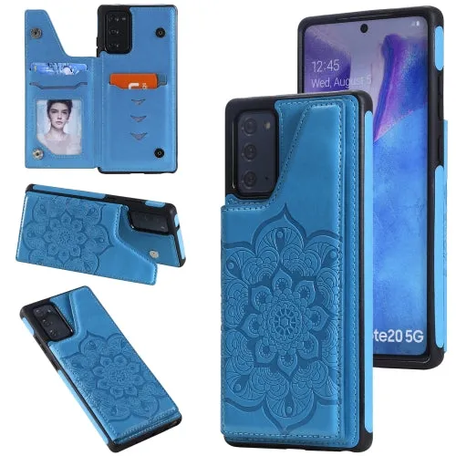 For Samsung Galaxy Note20 Flower Embossing Pattern Shockproof Protective Case with Holder
