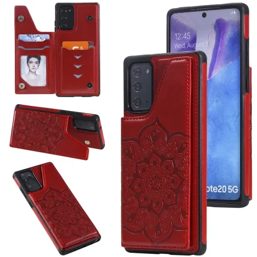 For Samsung Galaxy Note20 Flower Embossing Pattern Shockproof Protective Case with Holder