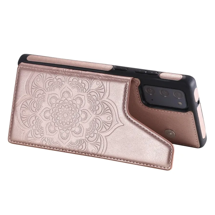 For Samsung Galaxy Note20 Flower Embossing Pattern Shockproof Protective Case with Holder