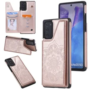 For Samsung Galaxy Note20 Flower Embossing Pattern Shockproof Protective Case with Holder