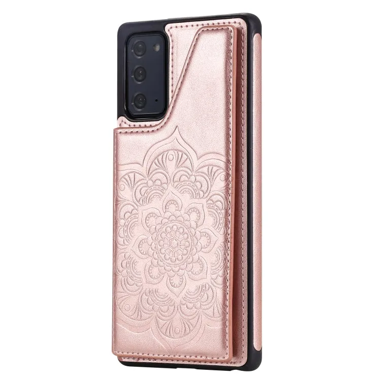 For Samsung Galaxy Note20 Flower Embossing Pattern Shockproof Protective Case with Holder