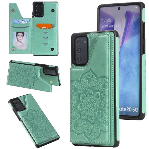 For Samsung Galaxy Note20 Flower Embossing Pattern Shockproof Protective Case with Holder
