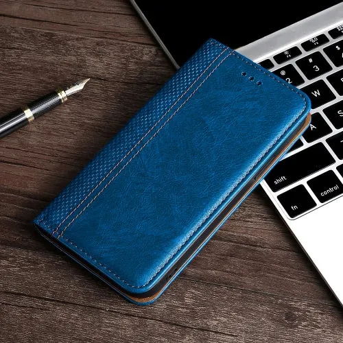 For Samsung Galaxy S21  5G Grid Texture Magnetic PU   TPU Horizontal Flip Leather Case with Holder