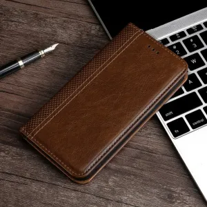 For Samsung Galaxy S21  5G Grid Texture Magnetic PU   TPU Horizontal Flip Leather Case with Holder