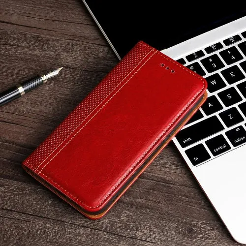 For Samsung Galaxy S21  5G Grid Texture Magnetic PU   TPU Horizontal Flip Leather Case with Holder
